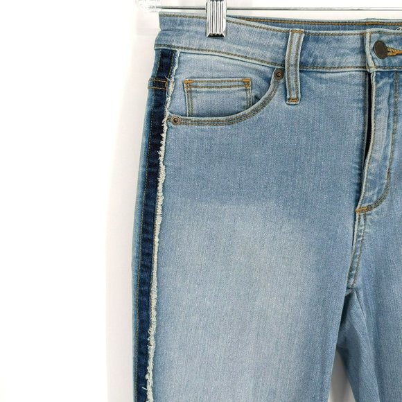 Universal Thread High Rise Skinny Crop Jeans 4 27 R Light Wash Fringe Trim Denim - Picture 4 of 13